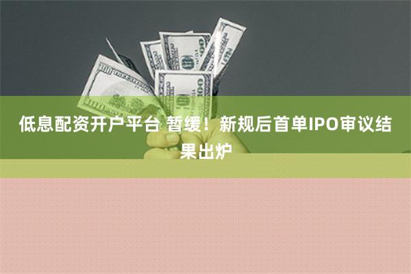 低息配资开户平台 暂缓！新规后首单IPO审议结果出炉