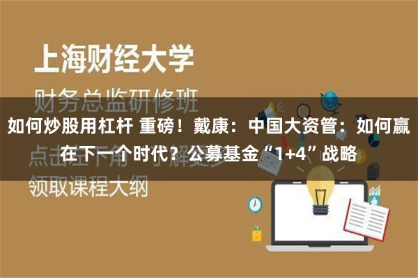 如何炒股用杠杆 重磅！戴康：中国大资管：如何赢在下一个时代？公募基金“1+4”战略