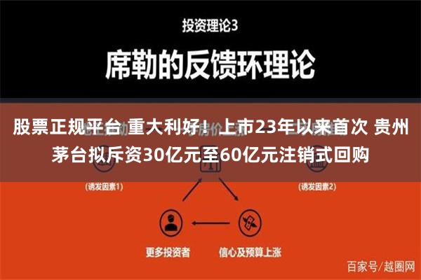 股票正规平台 重大利好！上市23年以来首次 贵州茅台拟斥资30亿元至60亿元注销式回购